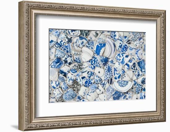 Ceiling decorated with blue and white chinaware in the Porcelain House, Tianjin, China-Keren Su-Framed Photographic Print