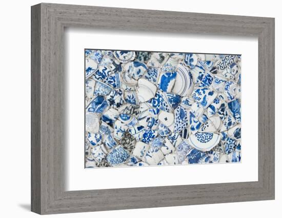 Ceiling decorated with blue and white chinaware in the Porcelain House, Tianjin, China-Keren Su-Framed Photographic Print