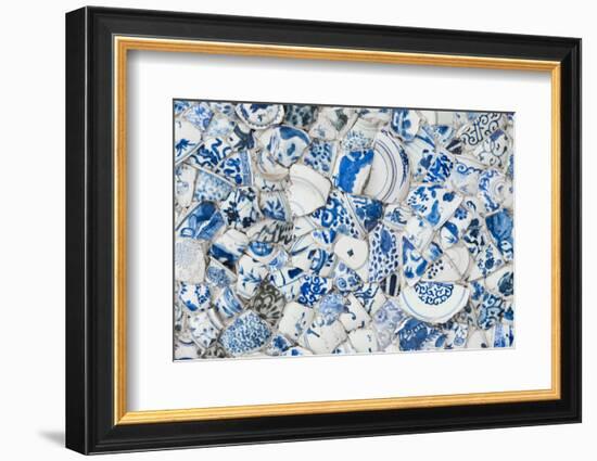 Ceiling decorated with blue and white chinaware in the Porcelain House, Tianjin, China-Keren Su-Framed Photographic Print