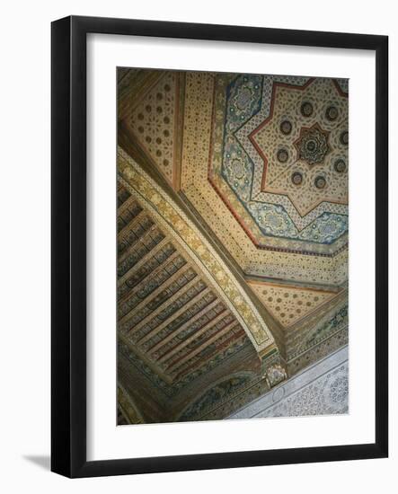 Ceiling Detail, House of the Grand Vizier, Palais De La Bahia, Marrakech, Morocco-Walter Bibikow-Framed Photographic Print