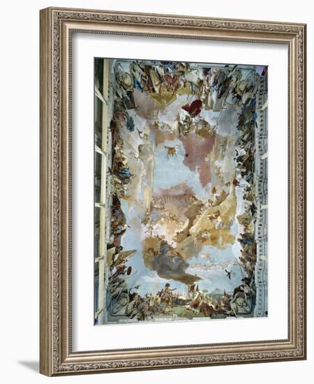 Ceiling Fresco in the Staircase Showing Apollo and the Four Continents, 1753-Giovanni Battista Tiepolo-Framed Giclee Print