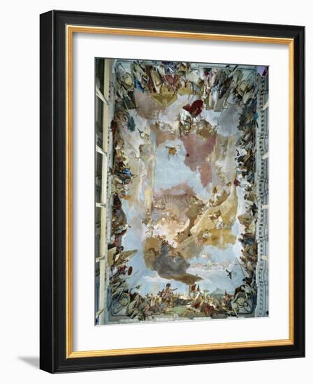 Ceiling Fresco in the Staircase Showing Apollo and the Four Continents, 1753-Giovanni Battista Tiepolo-Framed Giclee Print