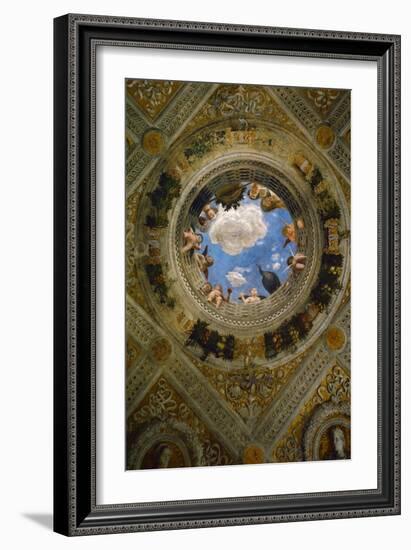 Ceiling medallion in the Camera degli Sposi. Fresco (1474).-Andrea Mantegna-Framed Giclee Print