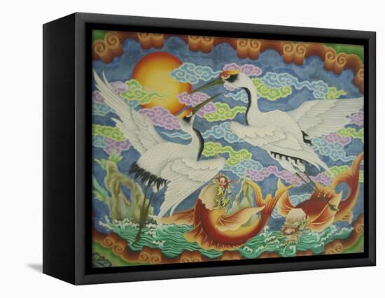 Ceiling Mural of Cranes and Catfish, Nankunshen Temple, Peimen, Taiwan-Steve Satushek-Framed Premier Image Canvas