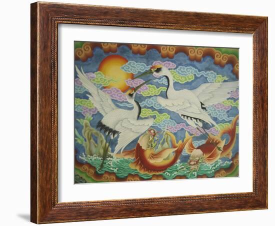 Ceiling Mural of Cranes and Catfish, Nankunshen Temple, Peimen, Taiwan-Steve Satushek-Framed Photographic Print