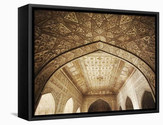 Ceiling of Khas Mahal in Agra Fort, Agra, Uttar Pradesh, India-Ian Trower-Framed Premier Image Canvas