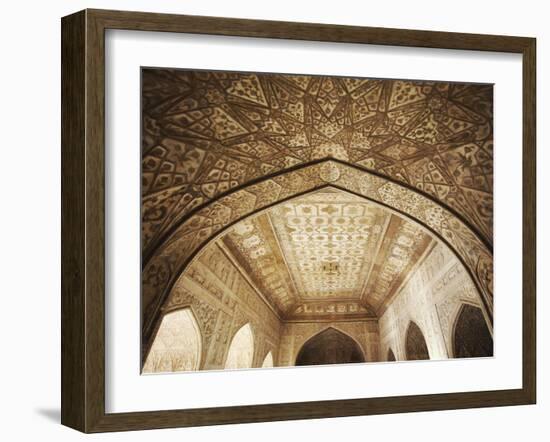 Ceiling of Khas Mahal in Agra Fort, Agra, Uttar Pradesh, India-Ian Trower-Framed Photographic Print