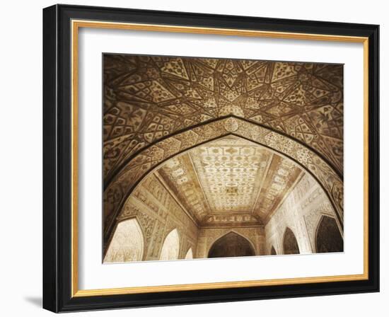 Ceiling of Khas Mahal in Agra Fort, Agra, Uttar Pradesh, India-Ian Trower-Framed Photographic Print
