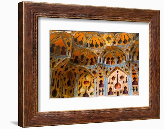 Ceiling of The Music Hall of Ali Qapu Palace with early acoustic design, Ali Qapu Palace, Isfahan,-James Strachan-Framed Photographic Print