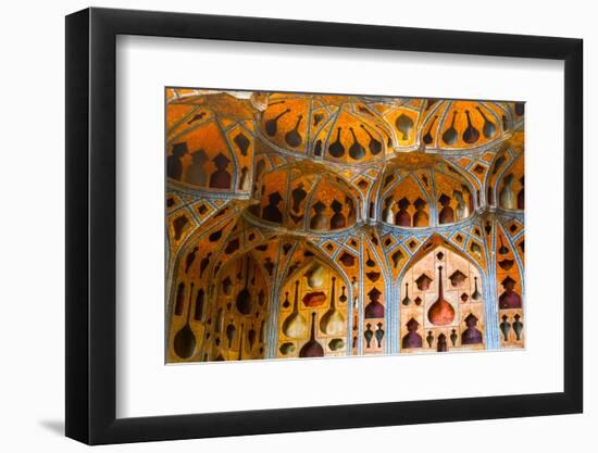 Ceiling of The Music Hall of Ali Qapu Palace with early acoustic design, Ali Qapu Palace, Isfahan,-James Strachan-Framed Photographic Print