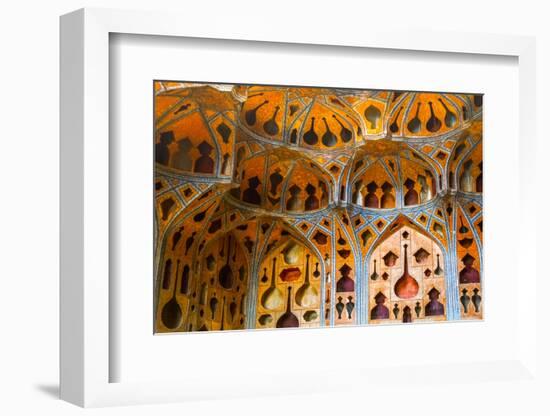 Ceiling of The Music Hall of Ali Qapu Palace with early acoustic design, Ali Qapu Palace, Isfahan,-James Strachan-Framed Photographic Print