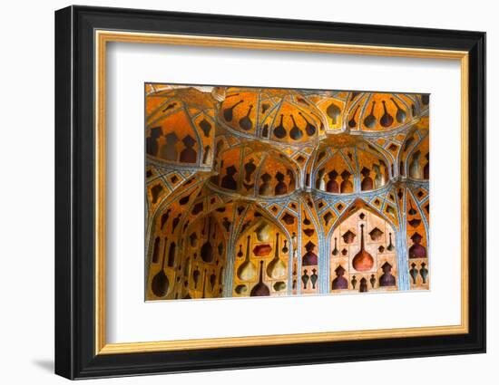 Ceiling of The Music Hall of Ali Qapu Palace with early acoustic design, Ali Qapu Palace, Isfahan,-James Strachan-Framed Photographic Print