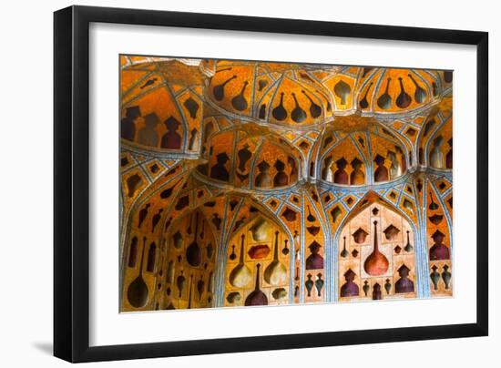 Ceiling of The Music Hall of Ali Qapu Palace with early acoustic design, Ali Qapu Palace, Isfahan,-James Strachan-Framed Photographic Print