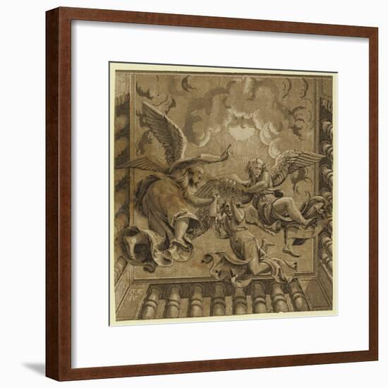 Ceiling with Three Angels, Between Ca. 1515 and 1535-Ugo da Carpi-Framed Giclee Print