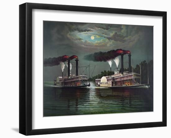 Celebrated Race of the Steamers Robert E. Lee and Natchez-null-Framed Giclee Print