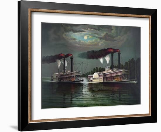 Celebrated Race of the Steamers Robert E. Lee and Natchez-null-Framed Giclee Print