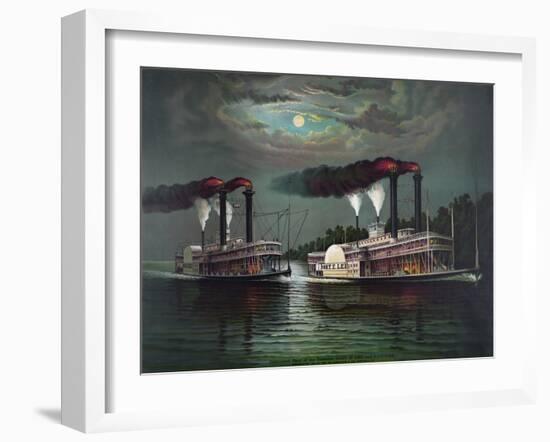 Celebrated Race of the Steamers Robert E. Lee and Natchez-null-Framed Giclee Print