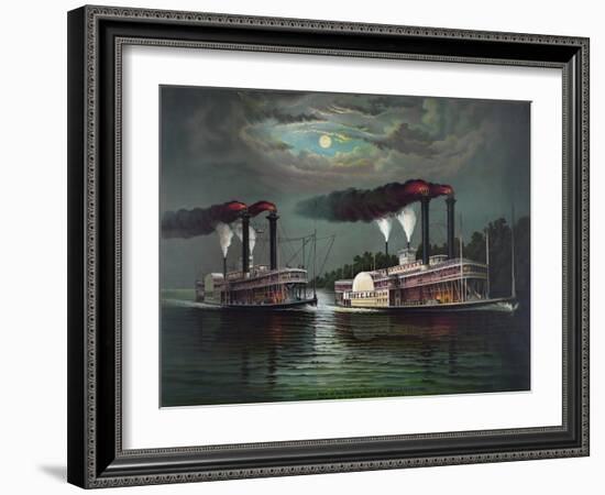 Celebrated Race of the Steamers Robert E. Lee and Natchez-null-Framed Giclee Print