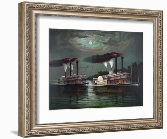 Celebrated Race of the Steamers Robert E. Lee and Natchez-null-Framed Giclee Print