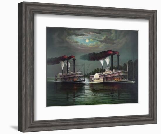 Celebrated Race of the Steamers Robert E. Lee and Natchez--Framed Giclee Print