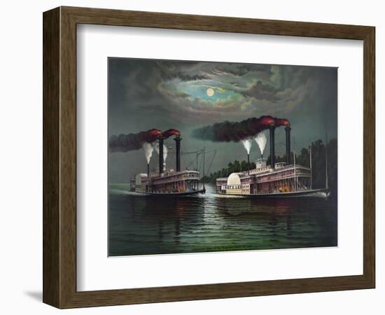 Celebrated Race of the Steamers Robert E. Lee and Natchez-null-Framed Giclee Print