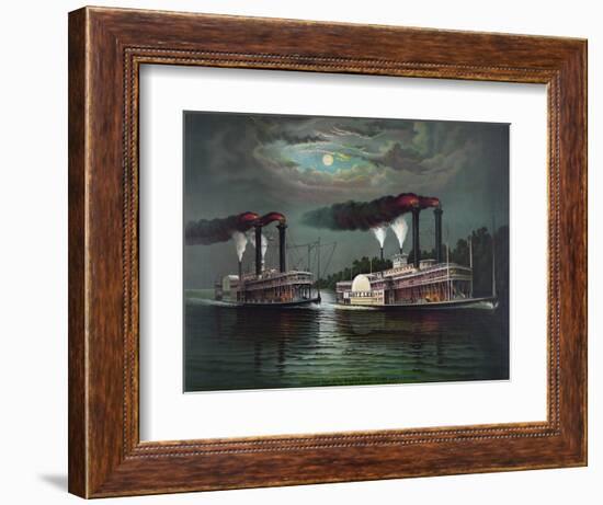 Celebrated Race of the Steamers Robert E. Lee and Natchez-null-Framed Giclee Print