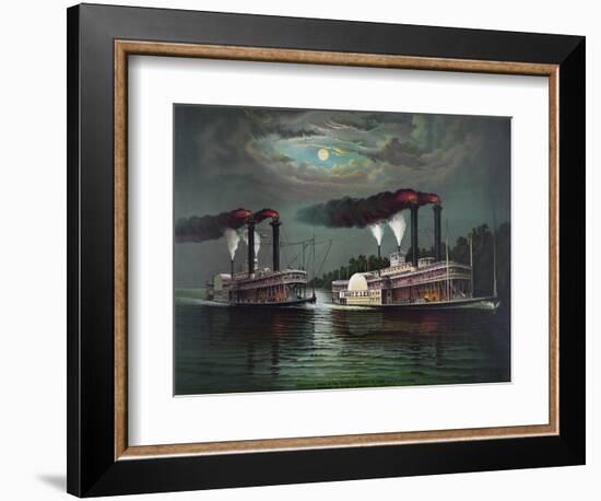 Celebrated Race of the Steamers Robert E. Lee and Natchez-null-Framed Giclee Print