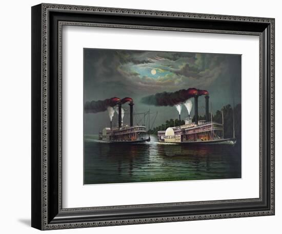 Celebrated Race of the Steamers Robert E. Lee and Natchez-null-Framed Giclee Print