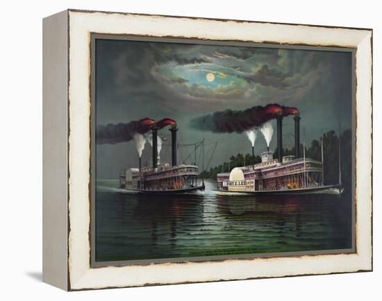 Celebrated Race of the Steamers Robert E. Lee and Natchez-null-Framed Premier Image Canvas