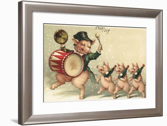 Celebrating Pigs-null-Framed Giclee Print