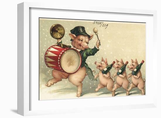 Celebrating Pigs-null-Framed Giclee Print