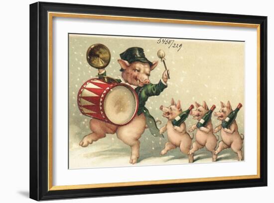 Celebrating Pigs-null-Framed Giclee Print