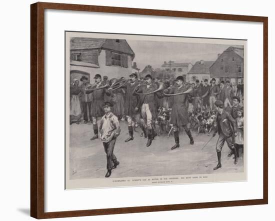 Celebrating St Hubert's Day at Bievre in the Ardennes, the Hunt Going to Mass-Frank Dadd-Framed Giclee Print