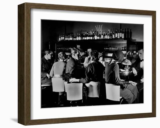 Celebrity Patrons Enjoying Drinks at This Speakeasy Without Fear of Police Prohibition Raids-Margaret Bourke-White-Framed Premium Photographic Print