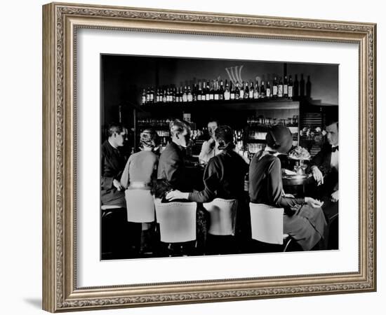 Celebrity Patrons Enjoying Drinks at This Speakeasy Without Fear of Police Prohibition Raids-Margaret Bourke-White-Framed Photographic Print