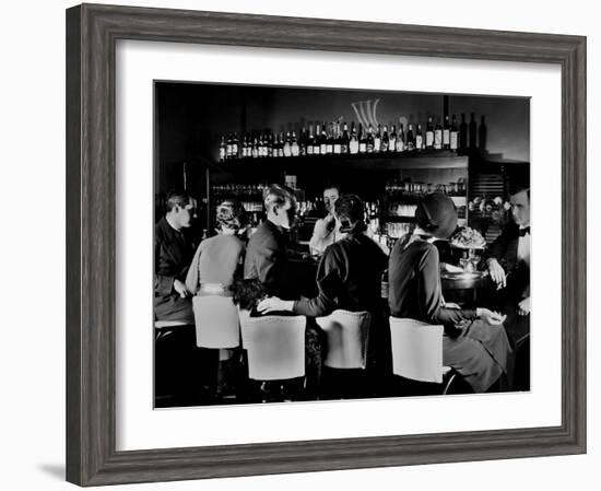 Celebrity Patrons Enjoying Drinks at This Speakeasy Without Fear of Police Prohibition Raids-Margaret Bourke-White-Framed Photographic Print