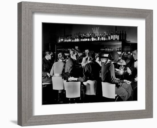 Celebrity Patrons Enjoying Drinks at This Speakeasy Without Fear of Police Prohibition Raids-Margaret Bourke-White-Framed Photographic Print