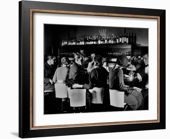 Celebrity Patrons Enjoying Drinks at This Speakeasy Without Fear of Police Prohibition Raids-Margaret Bourke-White-Framed Photographic Print