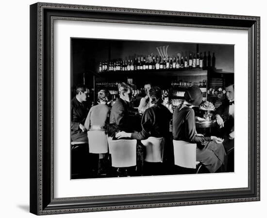 Celebrity Patrons Enjoying Drinks at This Speakeasy Without Fear of Police Prohibition Raids-Margaret Bourke-White-Framed Photographic Print