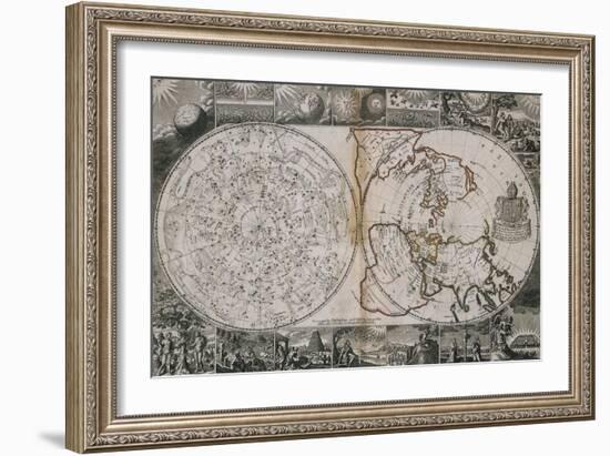 Celestial and World Map, Circa 1691-Science Source-Framed Giclee Print