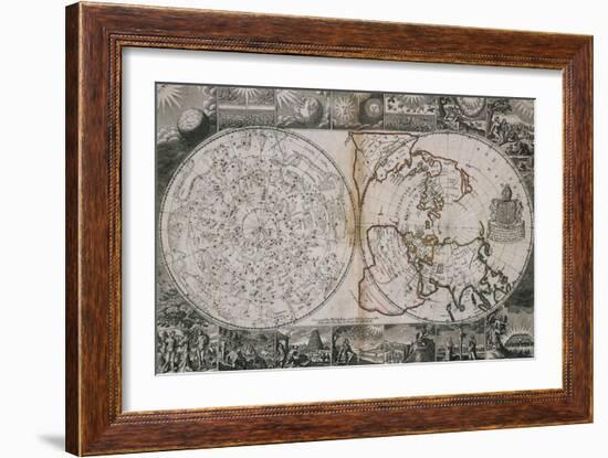 Celestial and World Map, Circa 1691-Science Source-Framed Giclee Print