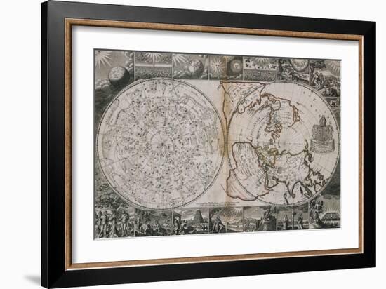 Celestial and World Map, Circa 1691-Science Source-Framed Giclee Print