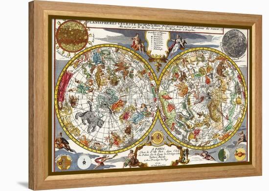 Celestial Chart, 1702-null-Framed Premier Image Canvas