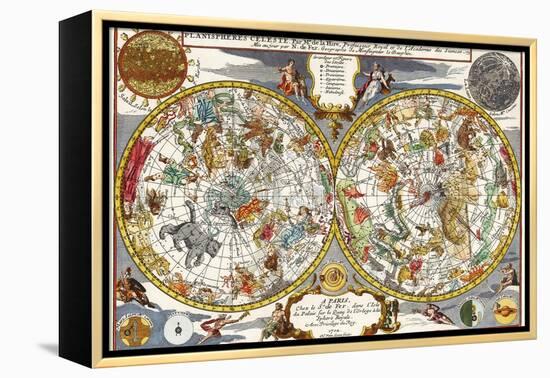 Celestial Chart, 1702-null-Framed Premier Image Canvas