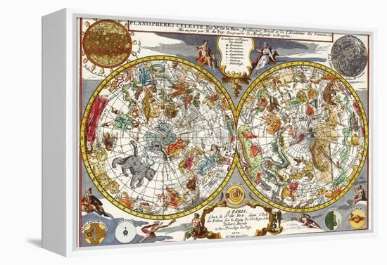 Celestial Chart, 1702-null-Framed Premier Image Canvas