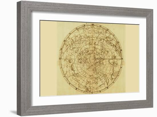 Celestial Map of the Mythological Heavens with Zodiacal Characters-Sir John Flamsteed-Framed Premium Giclee Print