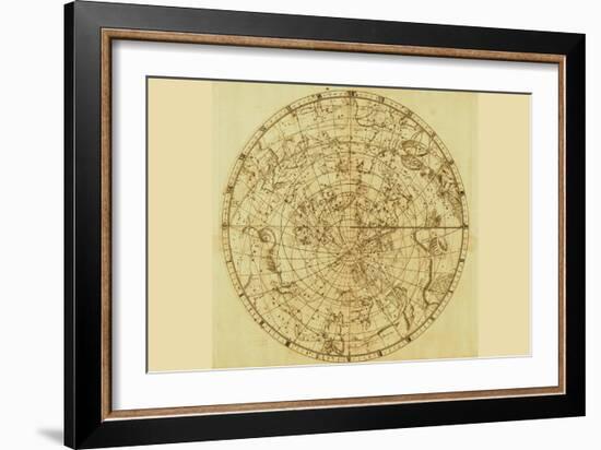 Celestial Map of the Mythological Heavens with Zodiacal Characters-Sir John Flamsteed-Framed Premium Giclee Print