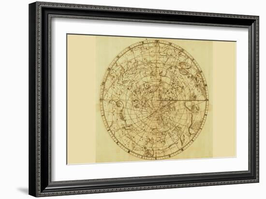 Celestial Map of the Mythological Heavens with Zodiacal Characters-Sir John Flamsteed-Framed Premium Giclee Print