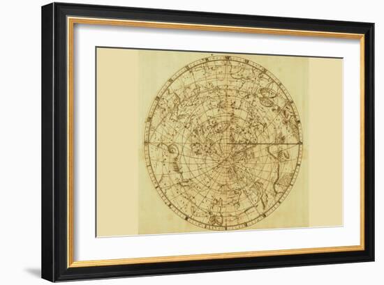 Celestial Map of the Mythological Heavens with Zodiacal Characters-Sir John Flamsteed-Framed Premium Giclee Print