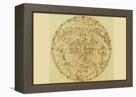 Celestial Map of the Mythological Heavens with Zodiacal Characters-Sir John Flamsteed-Framed Stretched Canvas